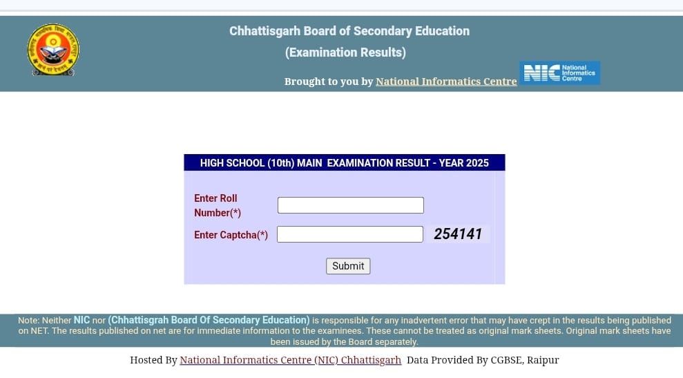 CGBSE 10th Result 2026